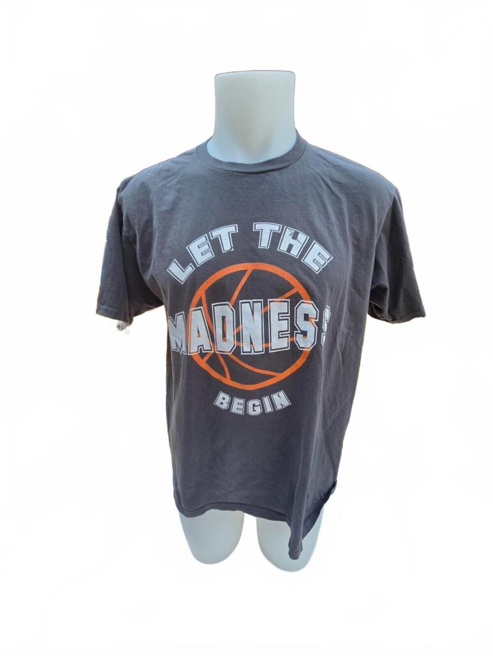 Port & Company Men’s Charcoal Basketball T-Shirt “Let the Madness Begin” Large